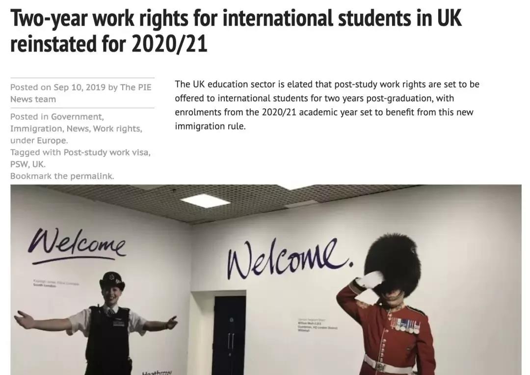 英国留学生重要消息：PSW签证正式复活!
