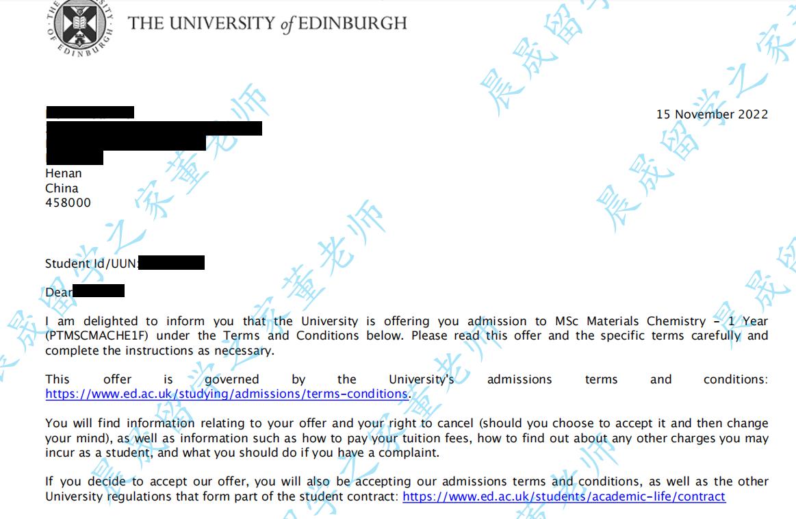 分享：成功拿到爱丁堡大学材料专业Offer